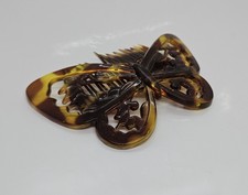 Vintage Hair Comb Plastic Tourtois Butterfly Design