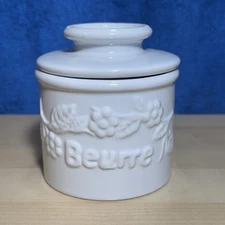 Vintage Butter Bell Beurre Keeper Crock White Embossed Flowers L. Tremain