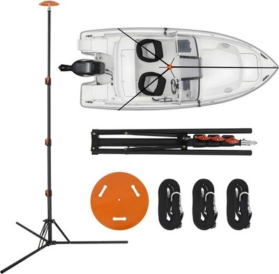 20''-74'' Adjustable Telescopic SPCC Steel Boat Cover Support Pole & Webbing Strap