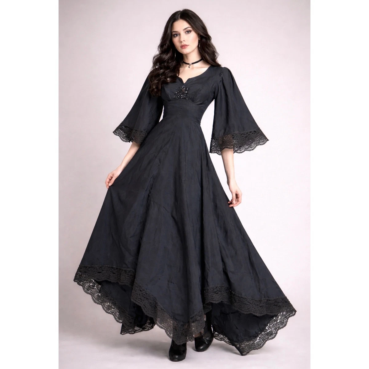 chinese dress ladies Bell Sleeve Jersey Sheath Dress in Black, Black / Regular / 0