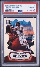 2025 PANINI DONRUSS OPTIC UPTOWN #13 LAMAR JACKSON PSA 8