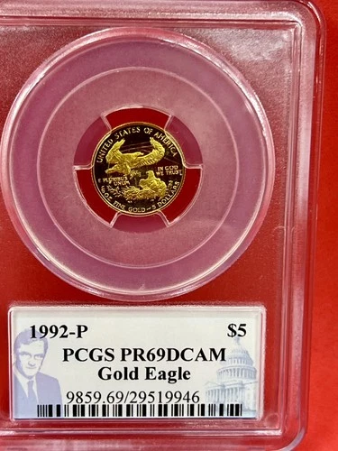 1992-P GOLD American Eagle Proof Coin $5 1/10oz. PCGS PR69 DCAM Phillip Diehl