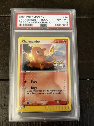 Pokemon 2003 EX Dragon Charmander City Championship Holo Promo PSA 8