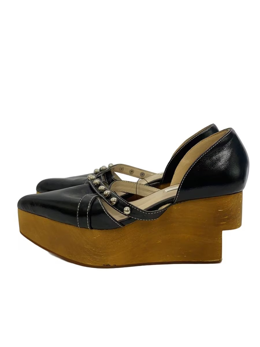 Ameri Pumps M Black Ball Wood Platform Pumps Thic… - image 1