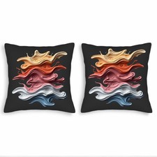 Set of 2 Decorative Throw Pillow Covers 18x18in - Abstract Wavy Pattern