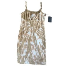 FOREVER 21 beige white tie dye ribbed knit tank dress. Straps. Size M.