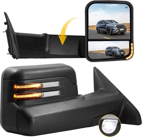 Pair Power Heated Towing Mirrors Manual Flip-up For 2010-2018 Ram 1500 2500 3500