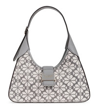 Image of NWT Kate Spade New York Grey Spade Flower Jacquard Nouveau Shoulder Bag Purse