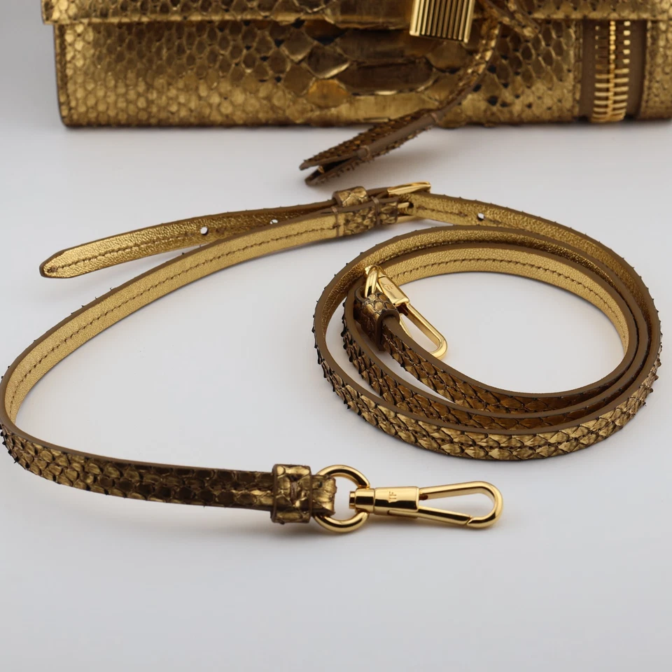 Bolso sin asas Tom Ford Gold Alix de cuero pitón candado clochette Foto 4 de 4