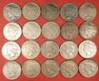 20 Coin Silver Peace Dollar Roll, VG-VF, About 1/2 of the Coins are Mint Marked.