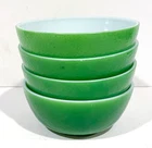 Vintage HAZEL ATLAS Lime Peel Textured Milk Glass BOWL Set of 4 Cereal Bowls
