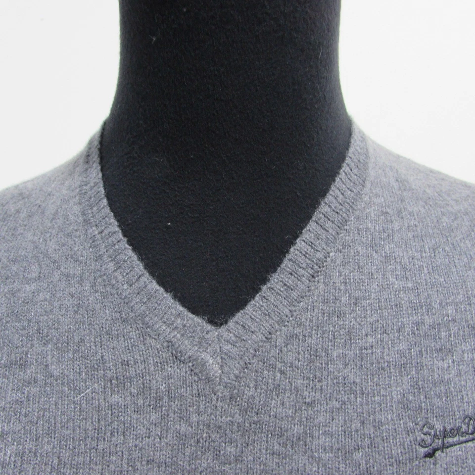 Джемпер Super Dry с V-образным вырезом шерстяная смесь серый грудь 42/44 размер L SKU Y14369 - Изображение 4 из 4