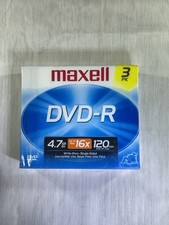 Maxell DVD-R 3 Pack 4.7GB 16x 120min New Sealed Package Single Use