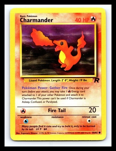 💥 CHARMANDER Pokemon TCG 2000 Team Rocket Vintage Set Non HOLO # 50/82