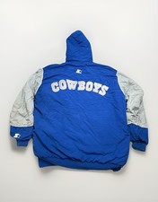 Vintage 1990s Starter Dallas Cowboys NFL Made in USA Hooded Jacket Size L Nylon