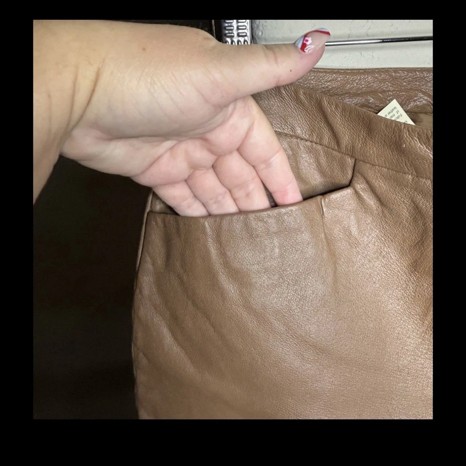 Pantalones Chadwicks Cuero Genuino Tostado Pierna Recta Talla 14 NUEVO Foto 4 de 4