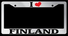 Chrome License Plate Frame "I Heart Finland" Auto Accessory Novelty