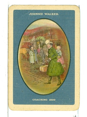 Single Vintage Wide Playing Card, ''Johnie Walker Coaching 1820'' Whiskey