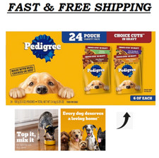 Pedigree Choice Cuts In Gravy Adult Soft Wet Dog Food 24Count Variety Pack,3.5oz