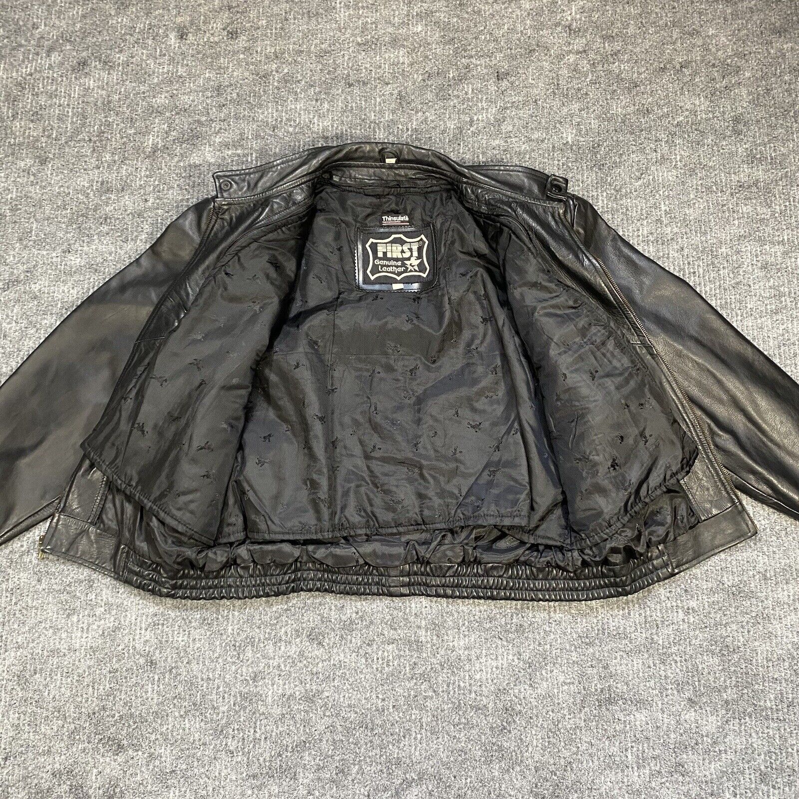 Vtg First Genuine Leather Motorcycle Bomber Jacke… - image 7