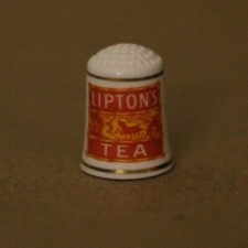 Lipton's Tea Decorative Thimble Vintage 1980 FP Fine Porcelain Franklin Mint