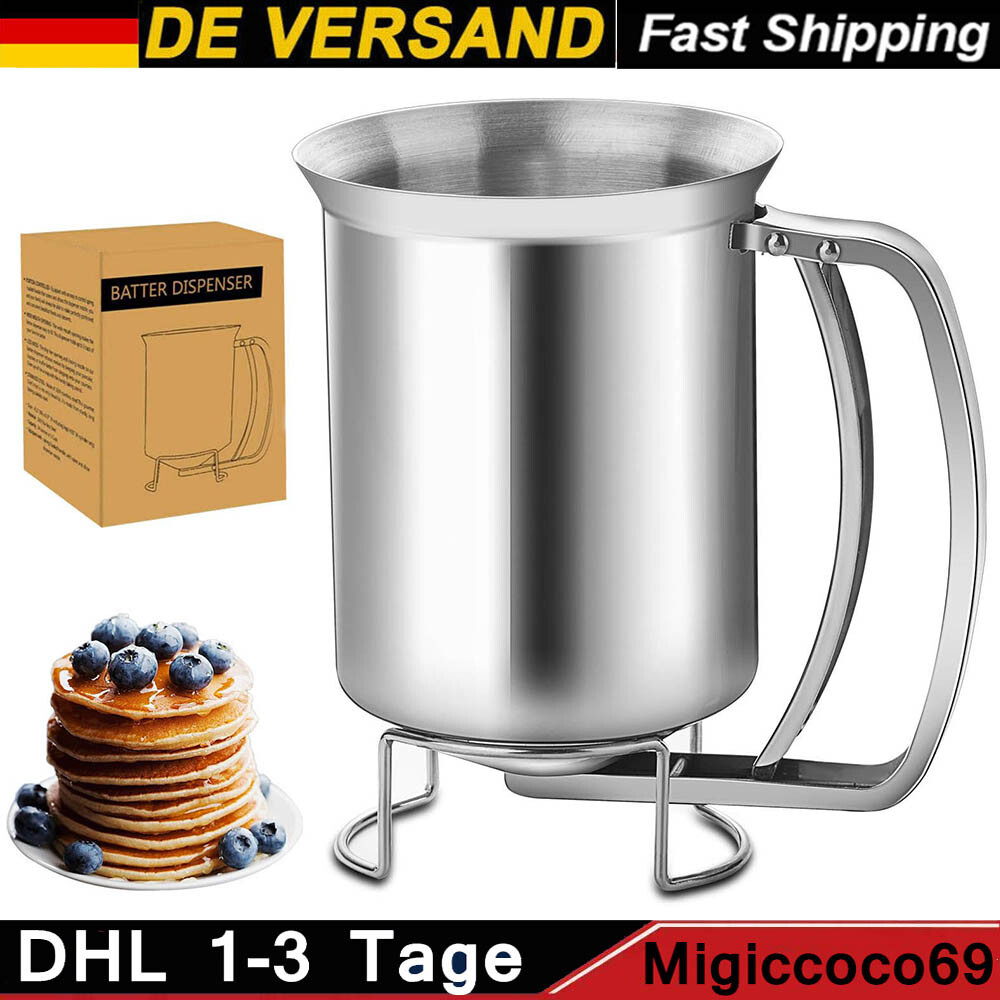 Teigportionierer Edelstahl Pfannkuchen Teigspender PancakeDispenser Backtrichter