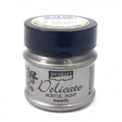 PENTART - Acryl-Metallicfarbe - Delicate Acrylic Paint - Antiksilber 50 ml