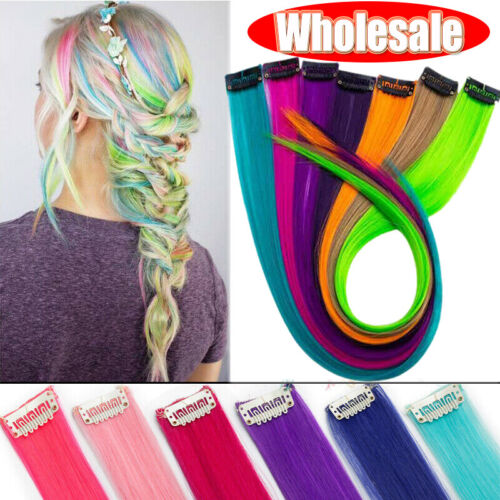 Wholesale High Light Clip In Hair Extensions Long Hair Party Muti Color US  | eBay