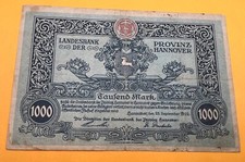 1922 Germany - Hannover Emergency Money, 1000 Marks Landesbank der Provinz RARE