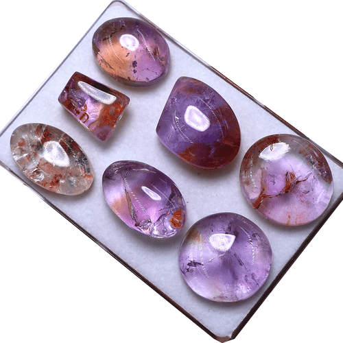 Raro Lote de 7 Piezas Piedras Preciosas Cabujón Cuarzo Amatista Natural con Matriz 17mm-25mm - Imagen 7 de 12