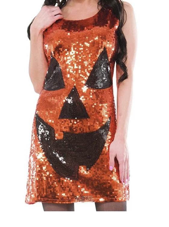 Pumpkin Joli Portiron Delicious Women's XS Costume Sequin Dress JackoLantern~New - Image 3 of 4