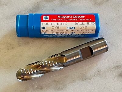 NIAGARA CUTTER 5/8'' 4FL SE BALLNOSE HSCO COBALT ROUGHING BALL END MILL, #70203