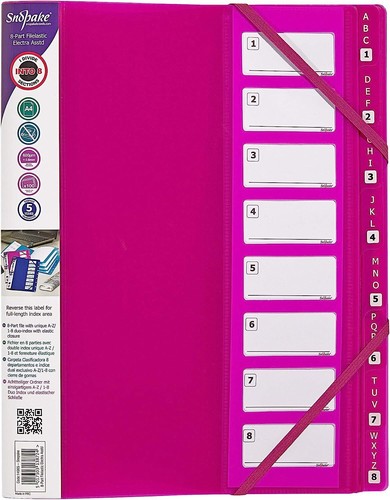 Snopake A4 8-Part FileLastic Duo Index Multi-Part File/Divider Elasticated 5 Pk - Picture 7 of 10