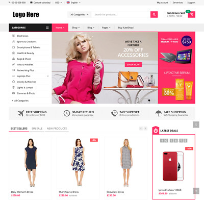 Mehrzweck-E-Commerce-Website-Design mit kostenlosem 5 GB VPS-Webhosting