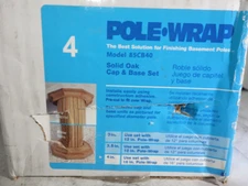 Pole Wrap 4" inch Finishing Basement Column Cap Base Trim Set Stainable Oak Wood
