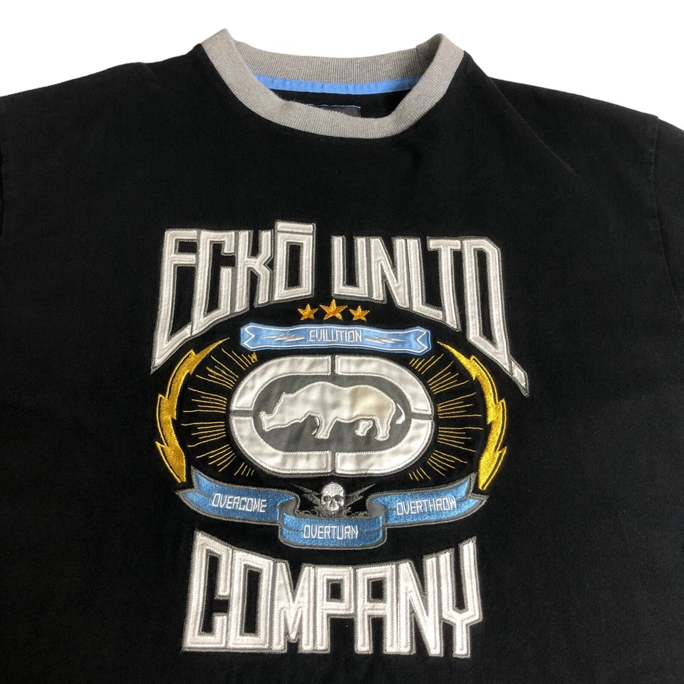 Camisa De Colección Y2K Ecko Unltd Para Hombres XL Negra Logo Rinoceronte Ropa de Calle Manga Corta Foto 3 de 4