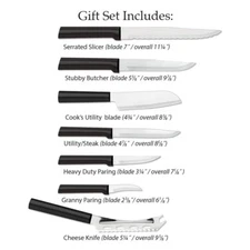 Rada Deluxe Kitchen Knives 7pc USA made Slicer, Parings Utility Cheese + sleeves