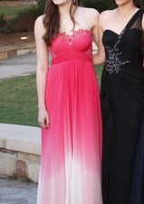 La Femme Size 4 Full Length Strapless Pink Ombre Prom Dress