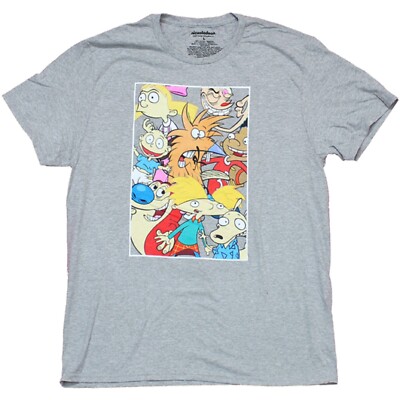 Nickelodeon Comfy Mens T-shirt With Ren, Stimpy, Hey Arnold, Rugrats, others NWT