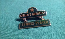World's Greatest Tennis Player Brooch Pin Gold-Tone Metal and Enamel