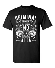 Criminal Syndicate Tommy Gun Gangster T-Shirt / Classic Mafia Mob Crime Family