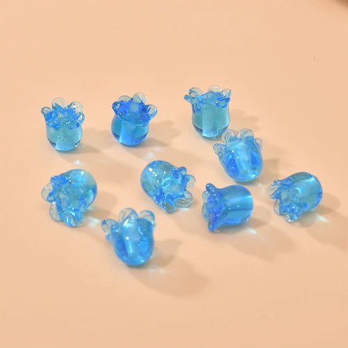 20 Multicolor Vintage Trumpet Bell Flower Beads Lampwork Glass 10x9mm DIY Crafts - Picture 8 of 22