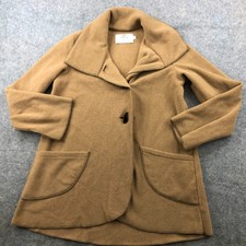 Janska Jacket Womens Small Brown Fleece Full Zip Hiking Preppy Button Front