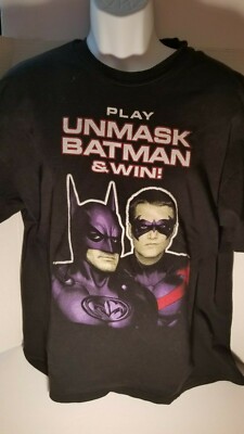 Batman & Robin 1997 Taco Bell Shirt Play Unmask Batman and Win