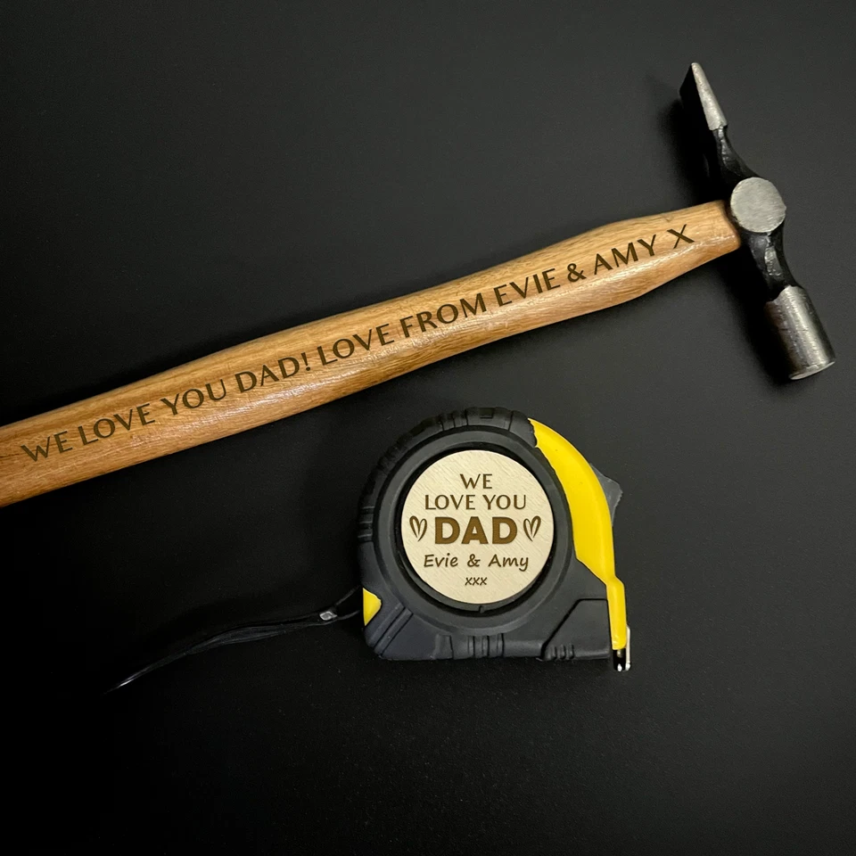 RED OCEAN Personalised Engraved Hammer Tape Measure Set Tool Christmas Gift For Dad Him