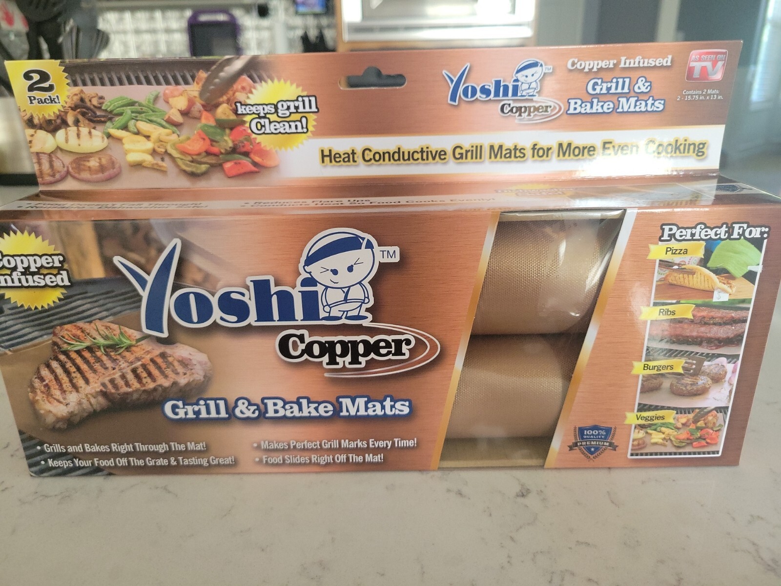 Yoshi YOSHIGC NonStick Copper Grill & Bake Mat 2 Pack for sale