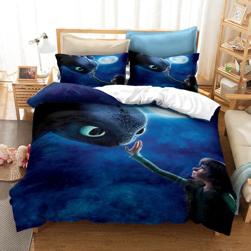 Juego de funda nórdica 3D How To Train Your Dragon funda de almohada Single Double DE - Imagen 15 de 17