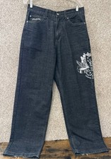 South Pole Jeans Embroidered King of Kings Mens Size 32X32 Blue Denim Skater