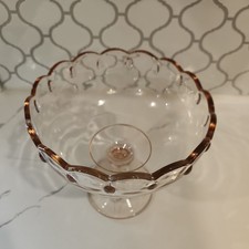 Indiana Glass pink teardrop scalloped pedesta...
