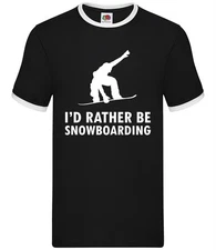 I'd Rather Be Snowboarding - Mens Ringer - Snowboarder Snowboard Snow Board